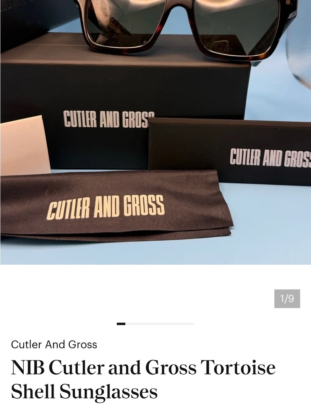 NEW Cutler & Gross 1341-02 Dark Turtle Tortoise Sunglasses